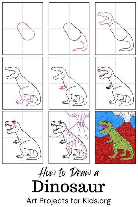 14 Dinosaur Drawing Ideas with Step by Step .